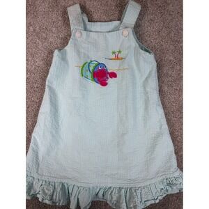 Mulberry Street Boutique Seersucker Girls Dress Size 5 Beach Crab
